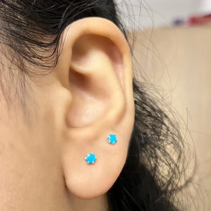 Pure Chandi Studs - Natural Gemstone