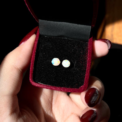 Pure Chandi Studs - Natural Gemstone