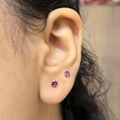 Pure Chandi Studs - Natural Gemstone