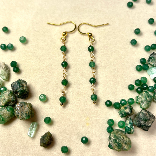 Emerald - Faceted - Stone - Earrings