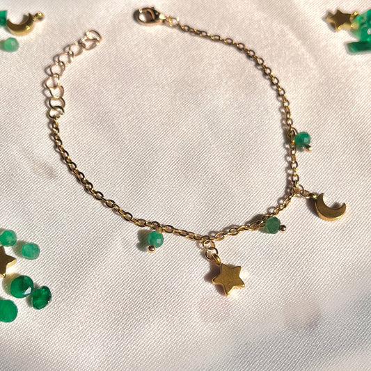 Emerald - Charmed - Faceted - Stone - Bracelet