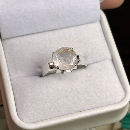 Rose quartz - Pure Chandi - Stone Ring