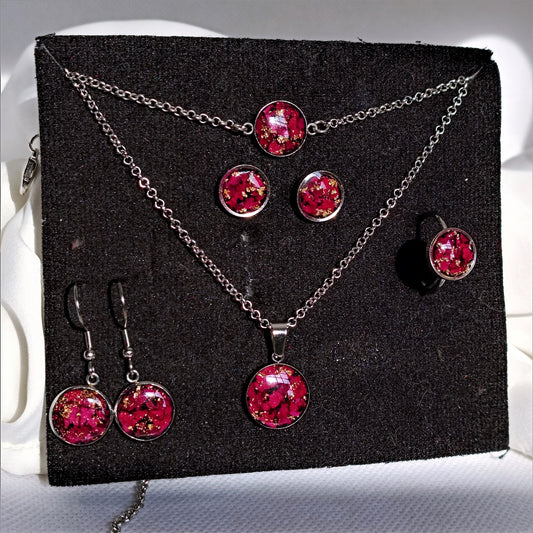 Rose - Floral - Resin - Jewelry Set
