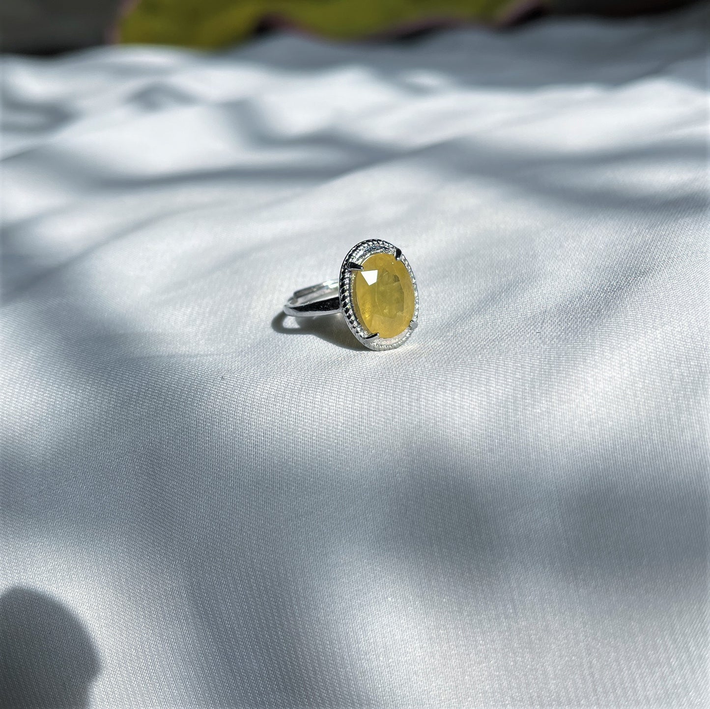 Yellow Sapphire - Silver - Faceted - Stone Ring
