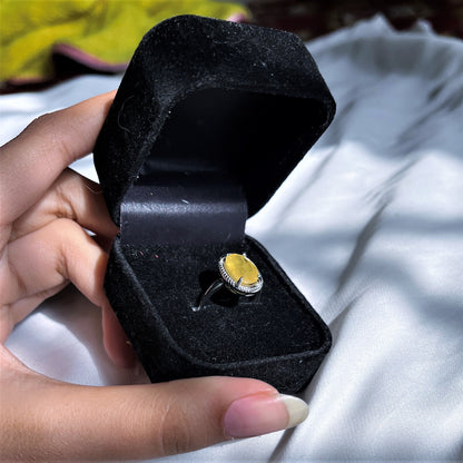 Yellow Sapphire - Silver - Faceted - Stone Ring