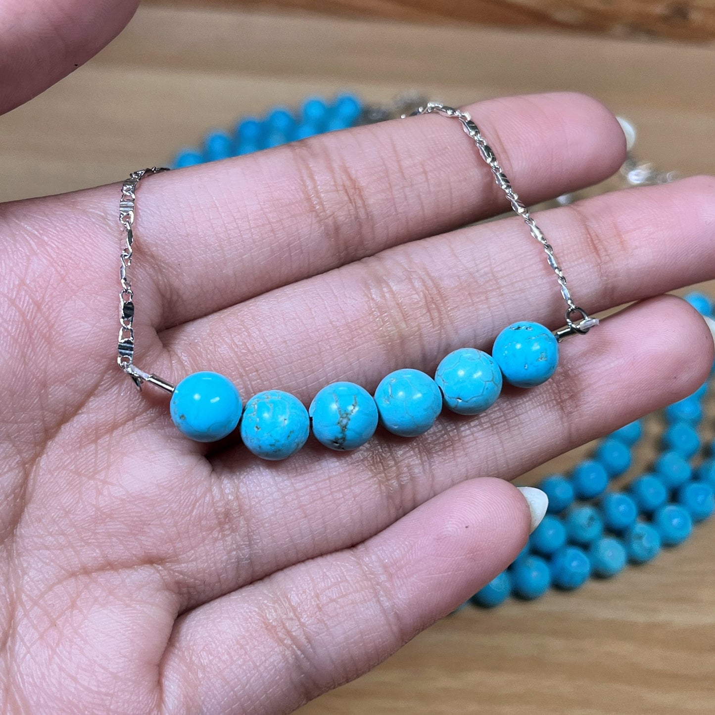 Turquoise - Tumbled - Silver - Stone - Jewelry Set