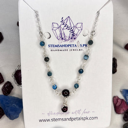 Sapphire - Garnet - Stone - Earrings - Necklace