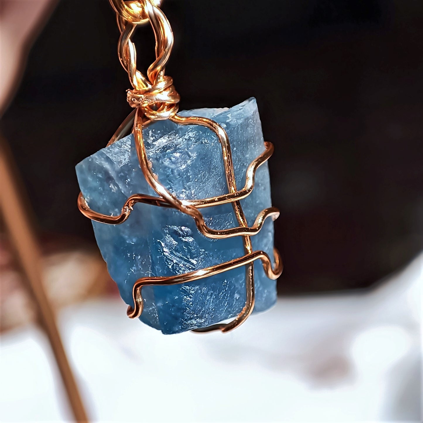 Ocean Blue Fluorite - Dangle - Raw - Stone Earrings