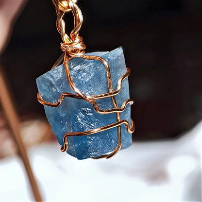 Ocean Blue Fluorite - Dangle - Raw - Stone Earrings