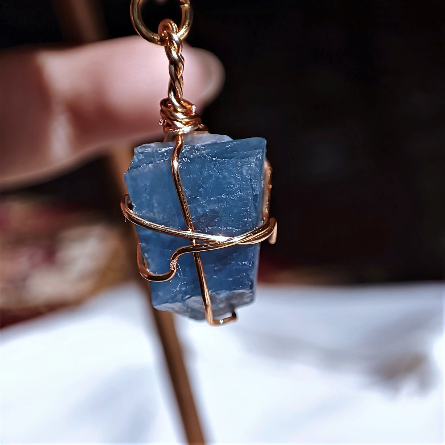 Ocean Blue Fluorite - Dangle - Raw - Stone Earrings
