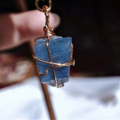 Ocean Blue Fluorite - Dangle - Raw - Stone Earrings
