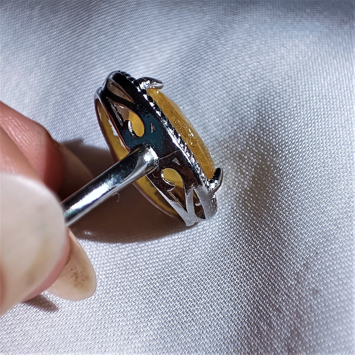 Yellow Sapphire - Silver - Faceted - Stone Ring