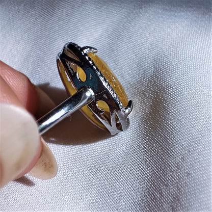 Yellow Sapphire - Silver - Faceted - Stone Ring