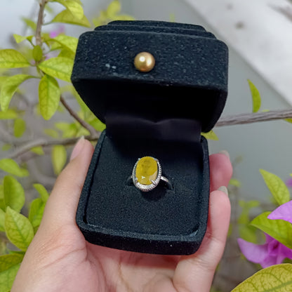 Yellow Sapphire - Silver - Faceted - Stone Ring